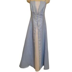 Aspeed Embellished Beaded Bridal Bridesmaid Long Gown Dress Baby Blue Womens M